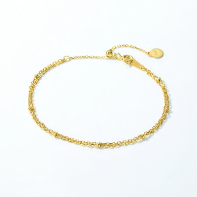 Simple Double-layer 925 Silver Plating 10K Yellow Bracelet For Women