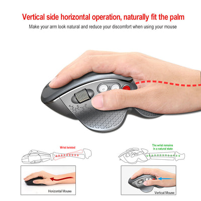 Wireless Vertical Mouse Side Roller Ergonomics