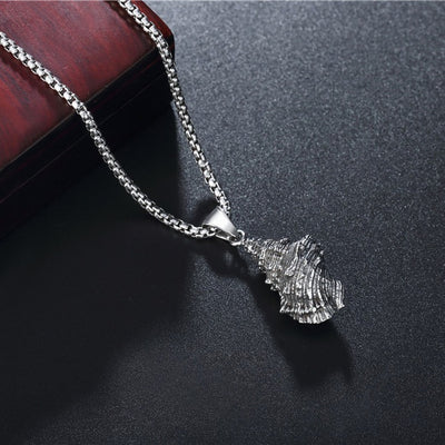 Stainless Steel Men's And Women's Necklace Personality Vintage Conch Men's Titanium Steel Pendant Necklace