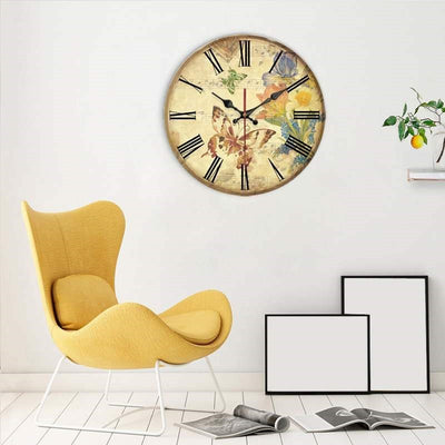 European Creative Wall Clock Wooden Living Room Quartz