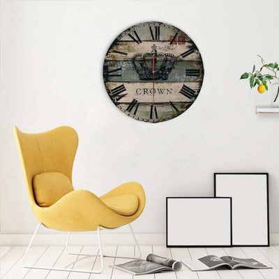 European Creative Wall Clock Wooden Living Room Quartz