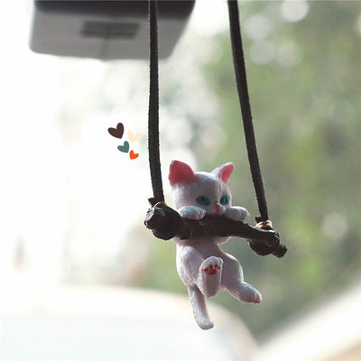 Car Ornaments Creative Cute Branch Cat Rearview Mirror Pendant