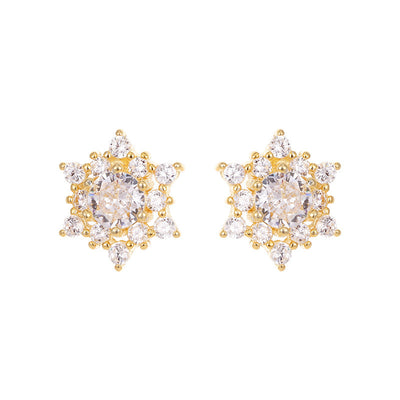 S925 Silver French Snowflake Zircon Stud Earrings