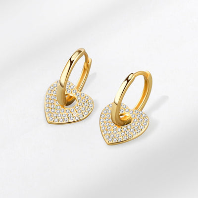 18K Gold Copper Micro - inlaid Earrings European And American Famous Diamond Heart Earrings - Zambeel