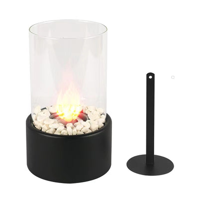 Tabletop Alcohol Fireplace Light Indoor Stainless Steel Stove Round Glass Ambiance Light