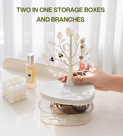 1pc Creative Tree Jewelry Storage Box - Desktop Cosmetics Display Box, Dustproof Plastic Storage Container For Jewelry, Small Items And Cosmetics, Multi - functional Storage Organizer, Desktop Decor - Zambeel