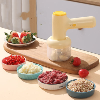 2 In 1 Electric Garlic Chopper USB Rechargeable Vegetable Chili Meat Ginger Masher Handheld Multipurpose Kitchen Gadgets - Zambeel