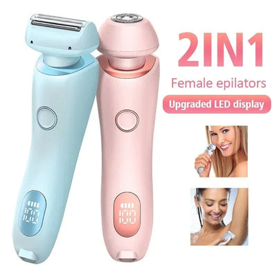 2 In 1 Hair Removal Epilator USB Rechargeable Trimmer Women Body Razor Face Leg Armpit Bikini Hand Pubic Shaver Hair Remover - Zambeel