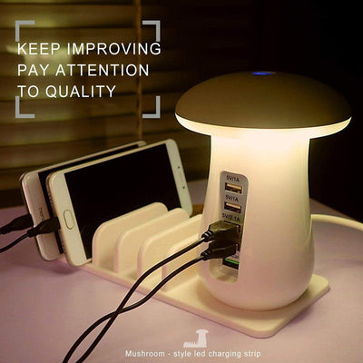 2 In 1 Multifunction Mushroom Lamp LED Lamp Holder USB Charger Home Office Supplies - Zambeel