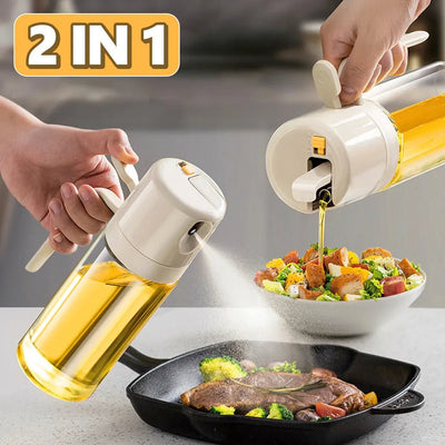 2 In 1 Oil Sprayer Bottle BBQ Cooking Oil Dispenser Olive Oil Pourers Sprayer Kitchen Baking Oil Mister Vinegar Bottle - Zambeel