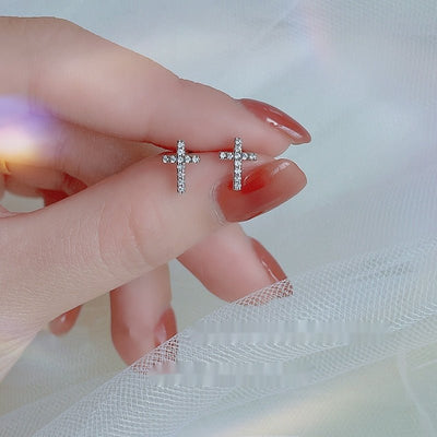 2024 New Fashion Stainless Steel Cross Earrings Product Temperament All Match Birthday Anniversary Earrings Small Gift - Zambeel