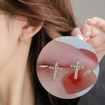 2024 New Fashion Stainless Steel Cross Earrings Product Temperament All Match Birthday Anniversary Earrings Small Gift - Zambeel