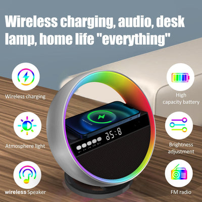 2024 New Multifunction RGB Night Light Wireless Charger Bluetooth - compatible Speaker Large G Ambience Light Home Decor - Zambeel