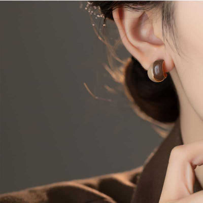 Maillard Contrast Color Drip Glazed Earrings Women's Simple All-match