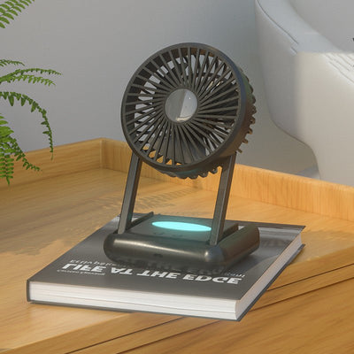 23 Hours Mini Silent Handheld Fan LED Night Light Fan Desktop Folding Small Electric Fan Portable Fan - Zambeel