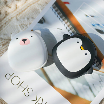 Cute Cartoon Penguin Polar Bear Electric Hand Warmers USB Rechargeable Double-Side Heating Pocket Power Bank Warmer