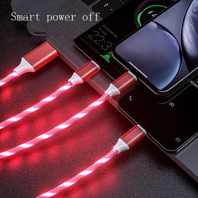 3 In 1 Micro USB Type C Cable LED Flowing Light Type C Chager Cable Mobile Phone Charging Wire - Zambeel