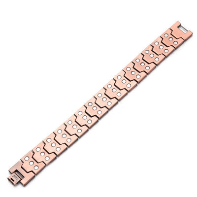 3 - row Magnet 21 Wide Pure Copper Diagonal Bracelet - Zambeel