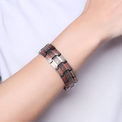 3 - row Magnet 21 Wide Pure Copper Diagonal Bracelet - Zambeel