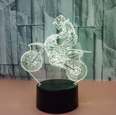 New Style Motorcycle 3D Lamp Seven Color Visual Stereoscopic Lamp LED Gradual Change Touch Remote Control Visual Lamp 3D Desk Lamp