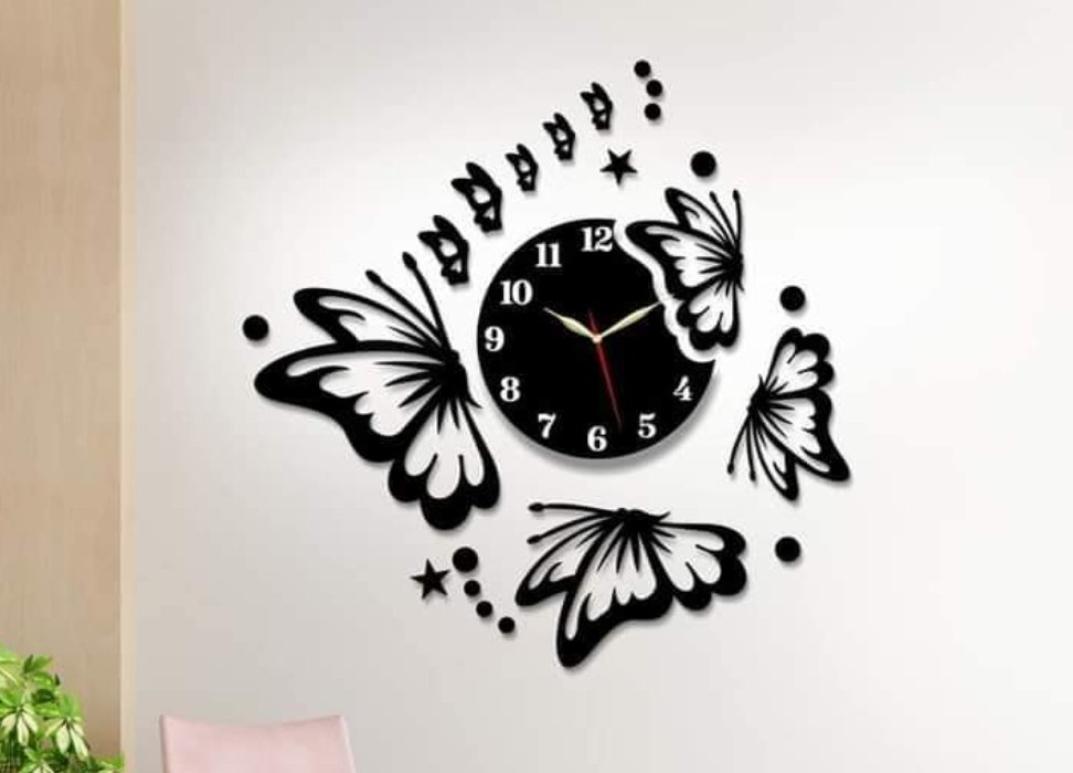 3D Butterfly Wall Clock Acrylic Wall Decore - Zambeel