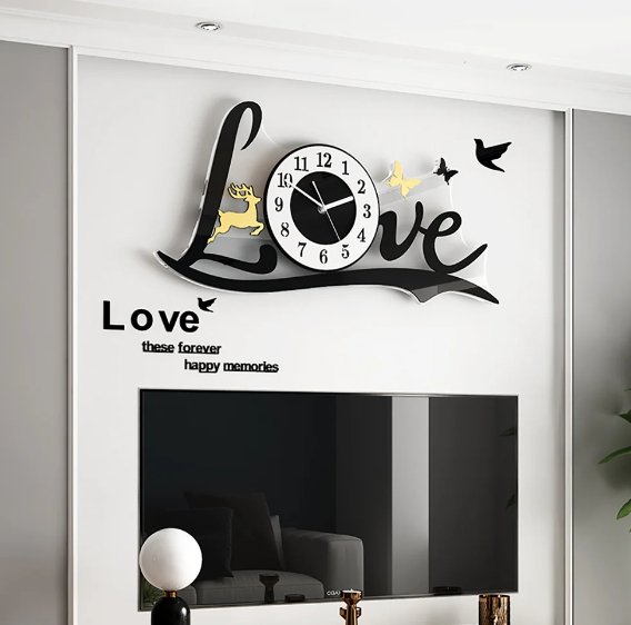 3D Love Wall Clock Acrylic Wall Decore - Zambeel