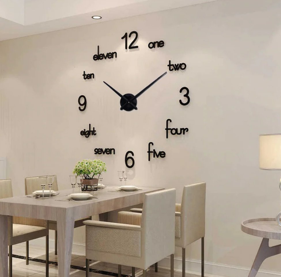 3D Wall Clock, Frameless Wall Clock DIY Wall Decoration, Wall Clock Home Decor - Zambeel