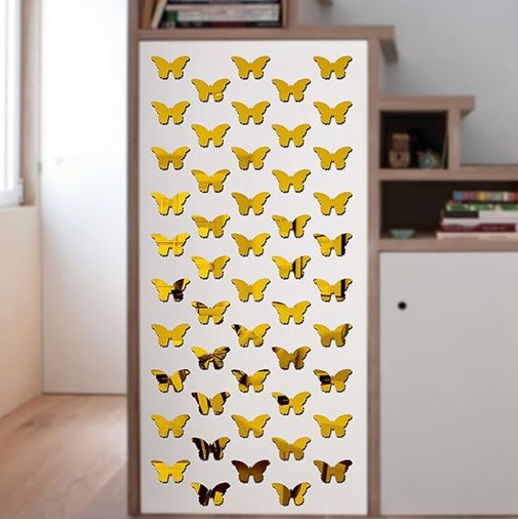 40 Butterfly Decorative 3D Acrylic Mirror for Wall - Zambeel