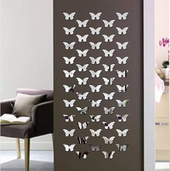 40 Butterfly Decorative 3D Acrylic Mirror for Wall - Zambeel