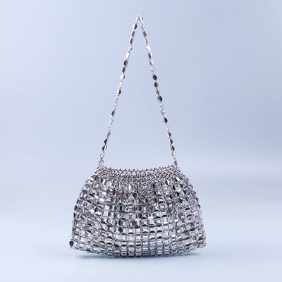 Handmade Flat Beads Woven Large Dumpling Fashion Trendy One-shoulder Handbag