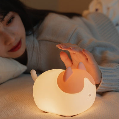 Cute Cat Silicone Bedroom Bedside Lamp