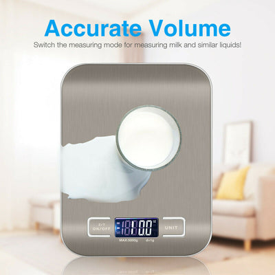 Digital Electronic Kitchen Food Diet Postal Scale Weight Balance 5KG 1g 11lb Kitchen Scales Stainless Steel Weighing For Food Diet Postal Balance Measuring LCD Precision Electronic