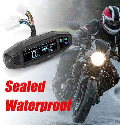 Motorcycle Mini HD Speedometer Speed Oil Gauge Adjustable LCD