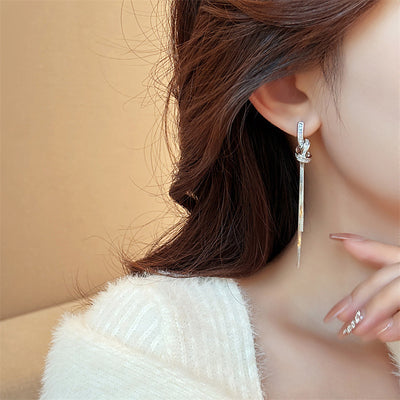 Niche Long Fringe Earrings Female Knot