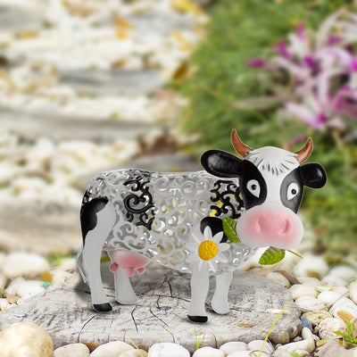 Daisy Cow Solar Lamp Resin Ornament Garden Decoration