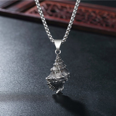 Stainless Steel Men's And Women's Necklace Personality Vintage Conch Men's Titanium Steel Pendant Necklace