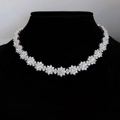 925 Silver High Carbon Diamond Sunflower Collarbone Chain - Zambeel