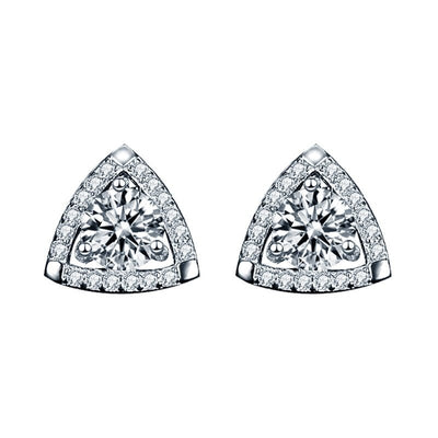 925 Sterling Silver Triangle Temperament Earrings - Zambeel