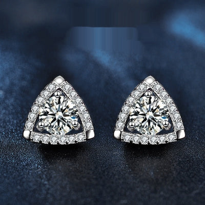 925 Sterling Silver Triangle Temperament Earrings - Zambeel