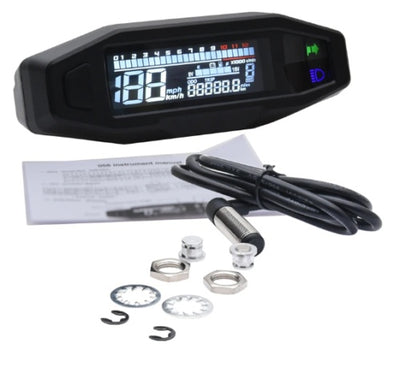 Motorcycle Mini HD Speedometer Speed Oil Gauge Adjustable LCD