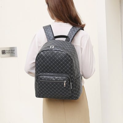 European And American Large-capacity Retro Men's And Women's Business Casual Leather Printed Backpack