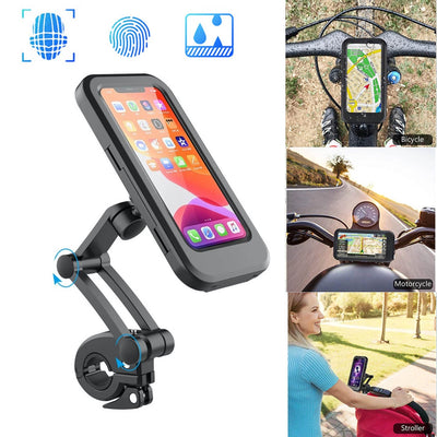 Adjustable Waterproof Bicycle Mobile Phone Holder Mount Universal Bike Motorcycle Handlebar Cell Phone Support Mount Bracket Bag - Zambeel