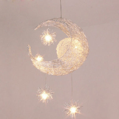 Aluminum Wire Star Moon Chandelier Restaurant Bar Bedroom Warm Lighting Simple Children'S Room Lamps - Zambeel