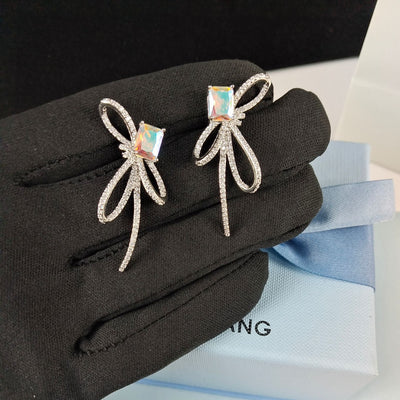 Aurora Ribbon Bow Small Sugar Cube Earrings - Zambeel