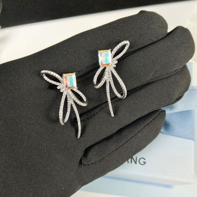 Aurora Ribbon Bow Small Sugar Cube Earrings - Zambeel