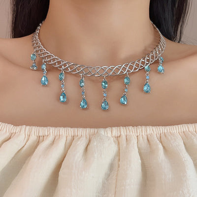 Blue Water Drop Zircon Collar Women's Fashion - Zambeel