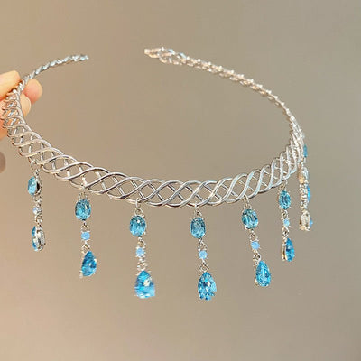 Blue Water Drop Zircon Collar Women's Fashion - Zambeel