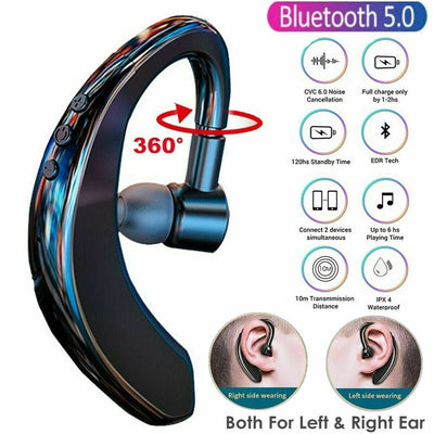 Bluetooth 5.0 Earpiece Driving Trucker Wireless Headset Earbuds Noise Cancelling - Zambeel