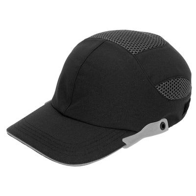 Bump Hat Baseball Hardhat Peaked Breathable Protective Adjustable for Sports Working Black with Gray Edge - Zambeel