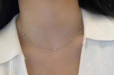 S925 Sterling Silver Plated 18K Gold Light Luxury Star Elegance High-grade Starry Clavicle Chain